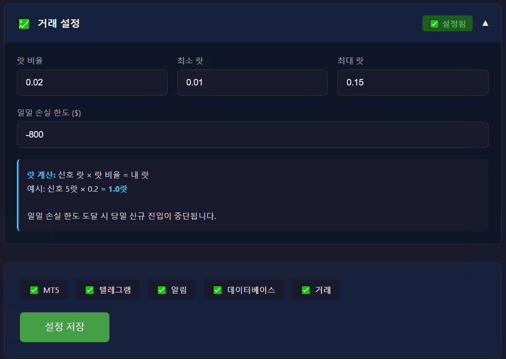 커스텀 설정 대시보드